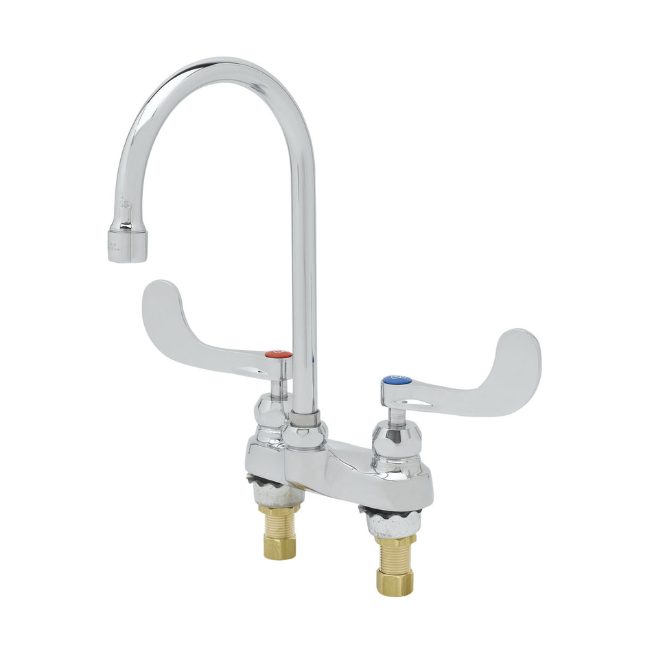 Centerset Faucet, Ceramas, Swivel Gooseneck with 1.5 GPM Aerator, 4" Wrist-Action Handles