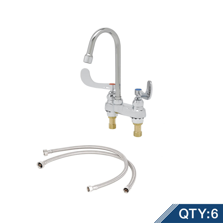 Master Pack (6) B-0892-KIT, 4" Centerset Deck Mount Mixing Faucet, Quarter-Turn Eterna Cartridges w/ Spring Checks, 4" Wrist Action Handles, 2 7/8" Swivel Gooseneck, 2.2 GPM Aerator & 1/2" NPSM Male Inlets