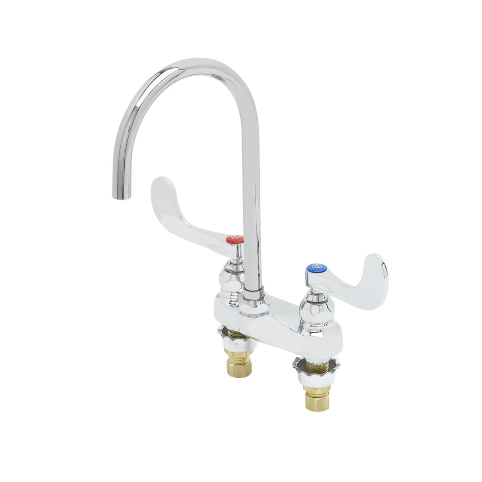 Faucet, 4" Centerset, Qtr-Turn SC Eternas, 133XP Plain-End Gooseneck w/ 1.5 GPM Flow Disc, 4" Handles