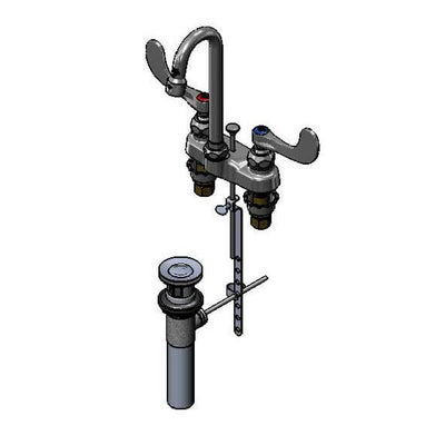 T&S Brass B-0893-414 Medical Centerset Faucet - 4" Wrist Handles & Pop-Up