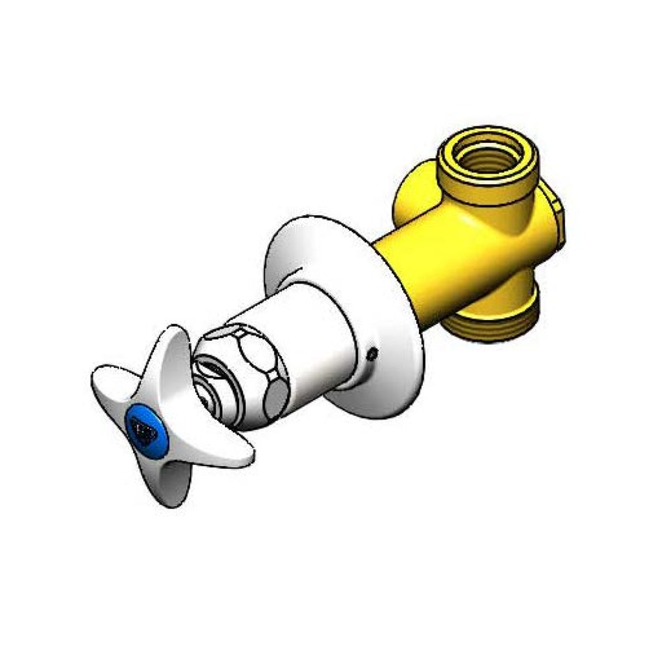T&S Brass B-1025 Concealed Straight Valve - 4-Arm Handle & Cold Index