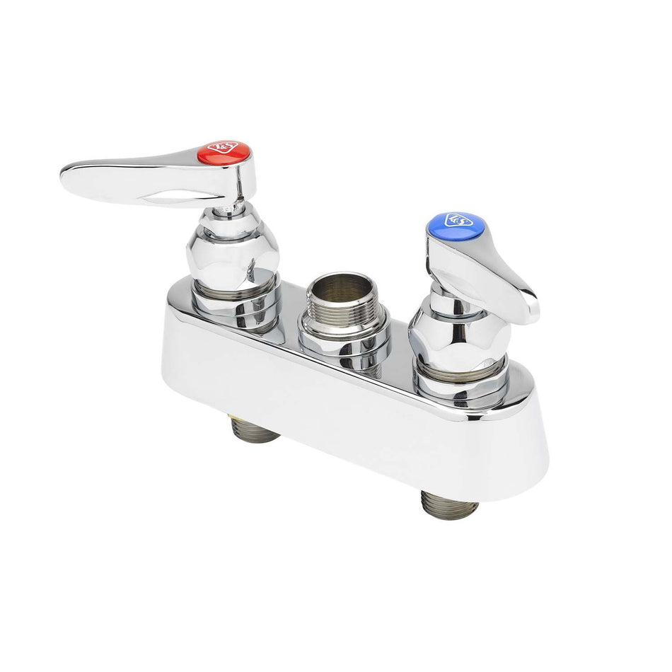 Workboard Faucet, Deck Mount, 3-1/2" Centers, Lever Handles, 1/2" NPT Male Inlets "Less Nozzle"