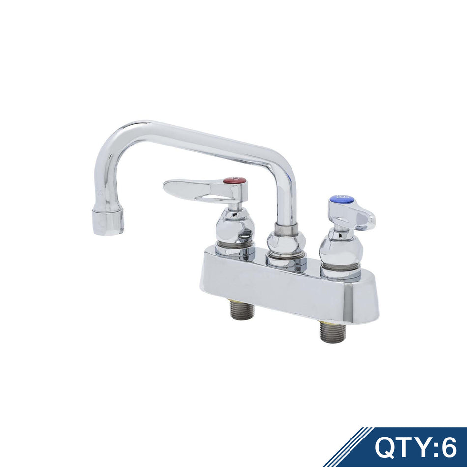 Workboard Faucet, Deck Mount, 3-1/2" Centers, 6" Swing Nozzle, Lever Handles (Qty. 6)