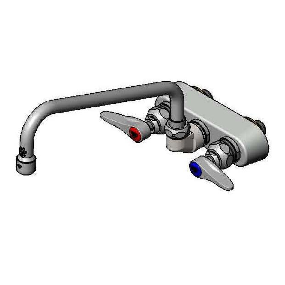T&S B-1107 Splash Mount Faucet - 10" Swing Spout, 3 1/2" Centers