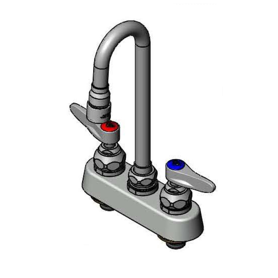 Workboard Faucet, 4" Deck Mount, Lever Handles, Swivel Gooseneck, 1.0 GPM VR Aerator