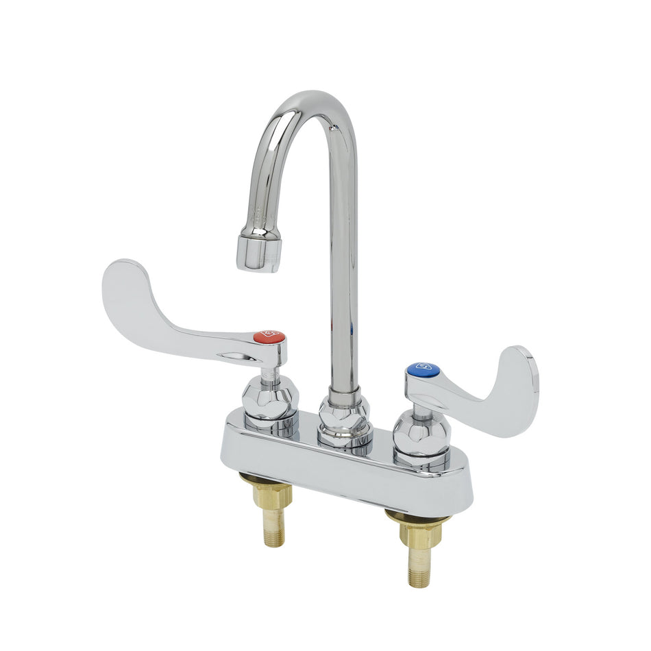 4" Workboard Faucet, Deck Mount, Ceramas, Swivel Gooseneck, 1.5 GPM, 4" Handles