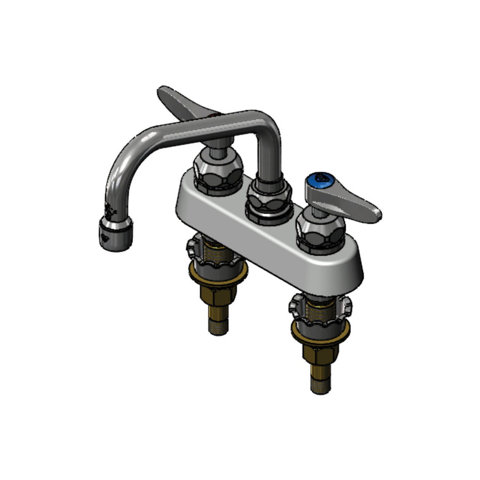 Workboard Faucet, Deck Mount, 4" Centers, 6" Swing Nozzle, Ceramas, Lever Handles, 2" Shank