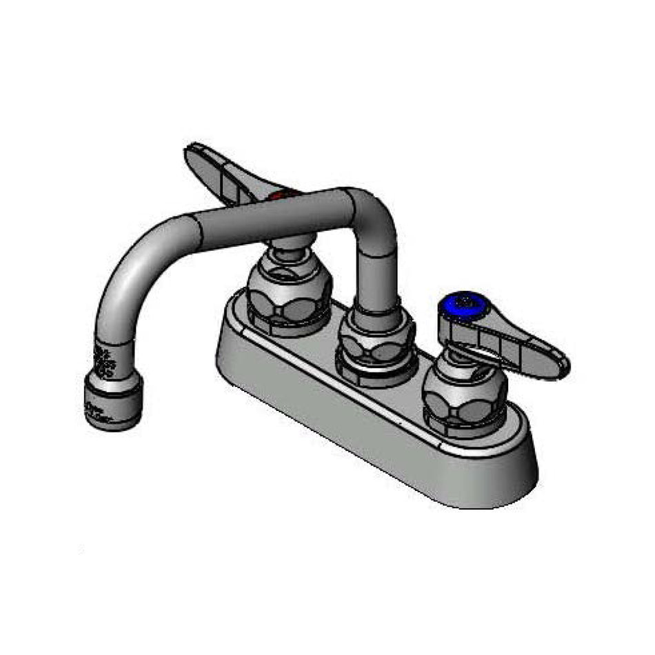 Workboard Faucet, 4" Deck Mount, 6" Swing Nozzle, 1.2GPM Aerator, Lever Handles, XS Shanks