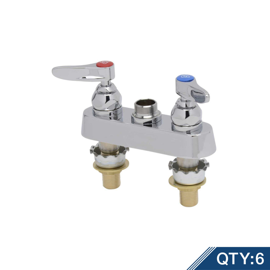 Workboard Faucet, Deck Mount, 4" Centers, Lever Handles, 2" Shank, Less Nozzle (Qty. 6)