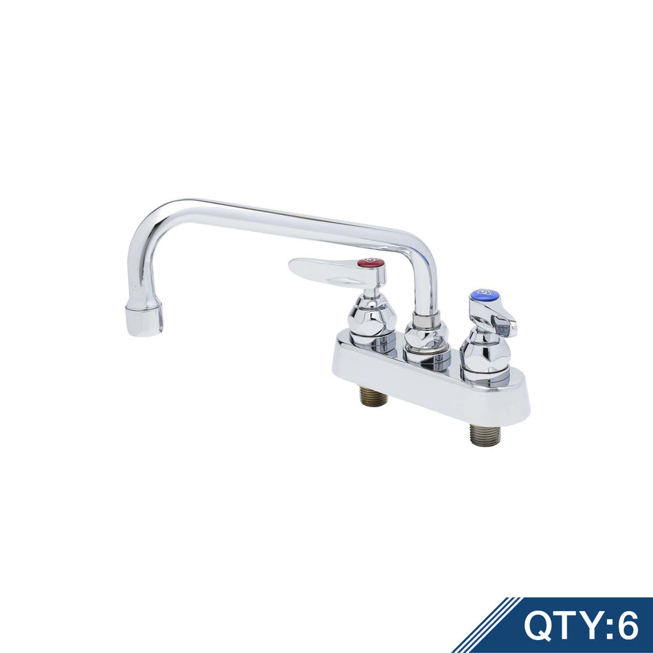 Workboard Faucet, Deck Mount, 4" Centers, 8" Swing Nozzle, Lever Handles (Qty. 6)