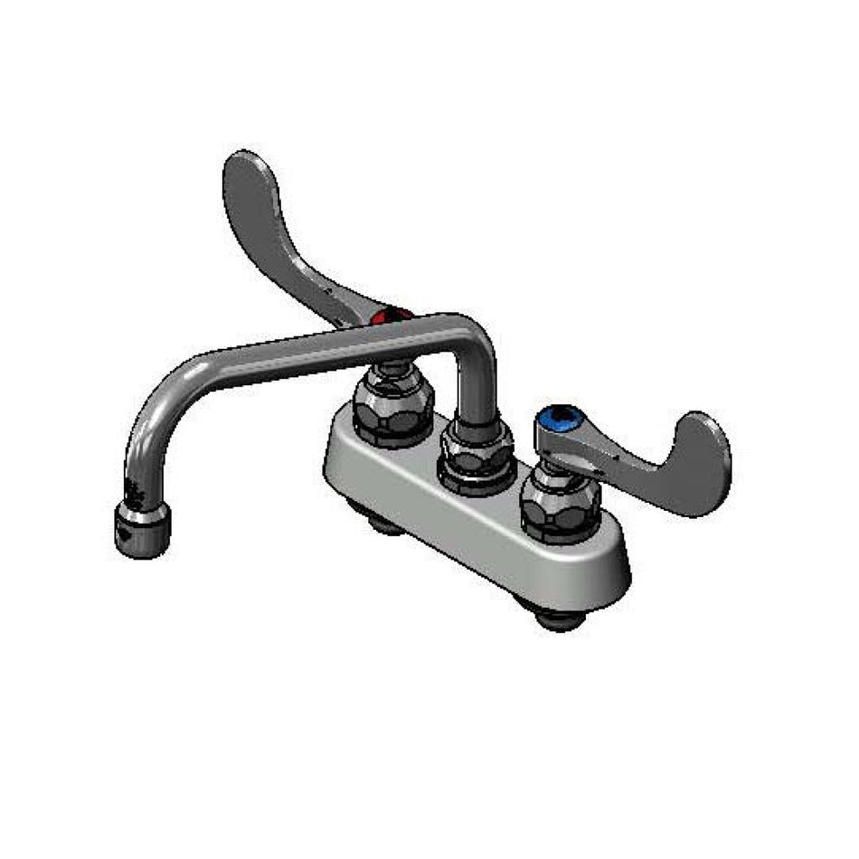 Workboard Faucet, Deck Mount, 4" Centers, 8" Swing Nozzle, 4" Handles, 2.2 GPM Aerator