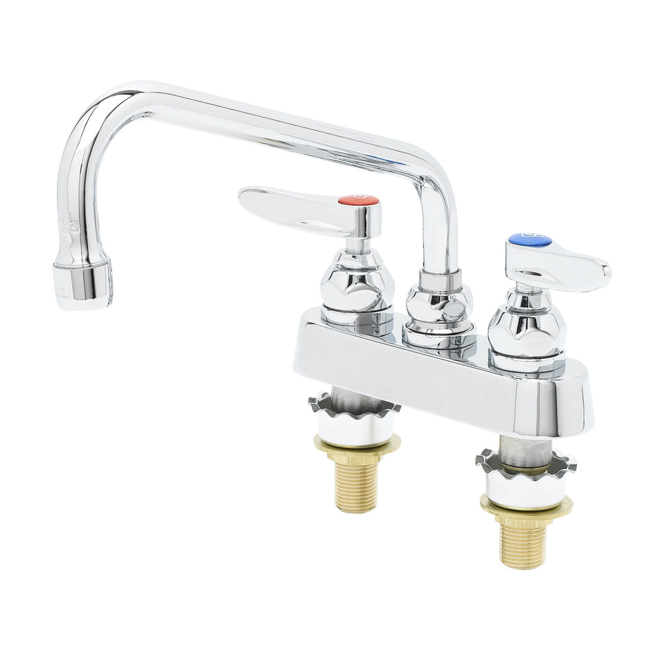 Workboard Faucet, Deck Mount, 4" Centers, 8" Swing Nozzle, Lever Handles, 2" Shank
