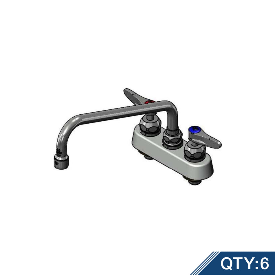 4" Workboard Faucet, Deck Mount, Ceramas, 10" Swing Nozzle, Lever Handles (Qty. 6) Master Pack