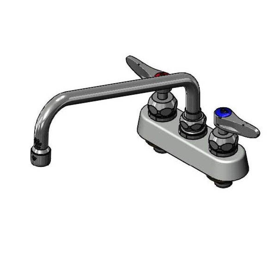 4" Workboard Faucet, Deck Mount, Cerama Cartridges, 10" Swing Nozzle, Lever Handles