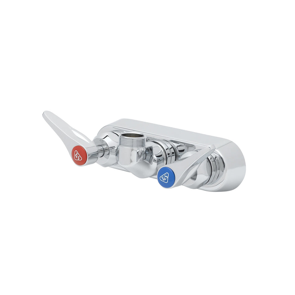 4" Wall Mount Workboard Faucet, Less Nozzle, Cerama, Lever Handles