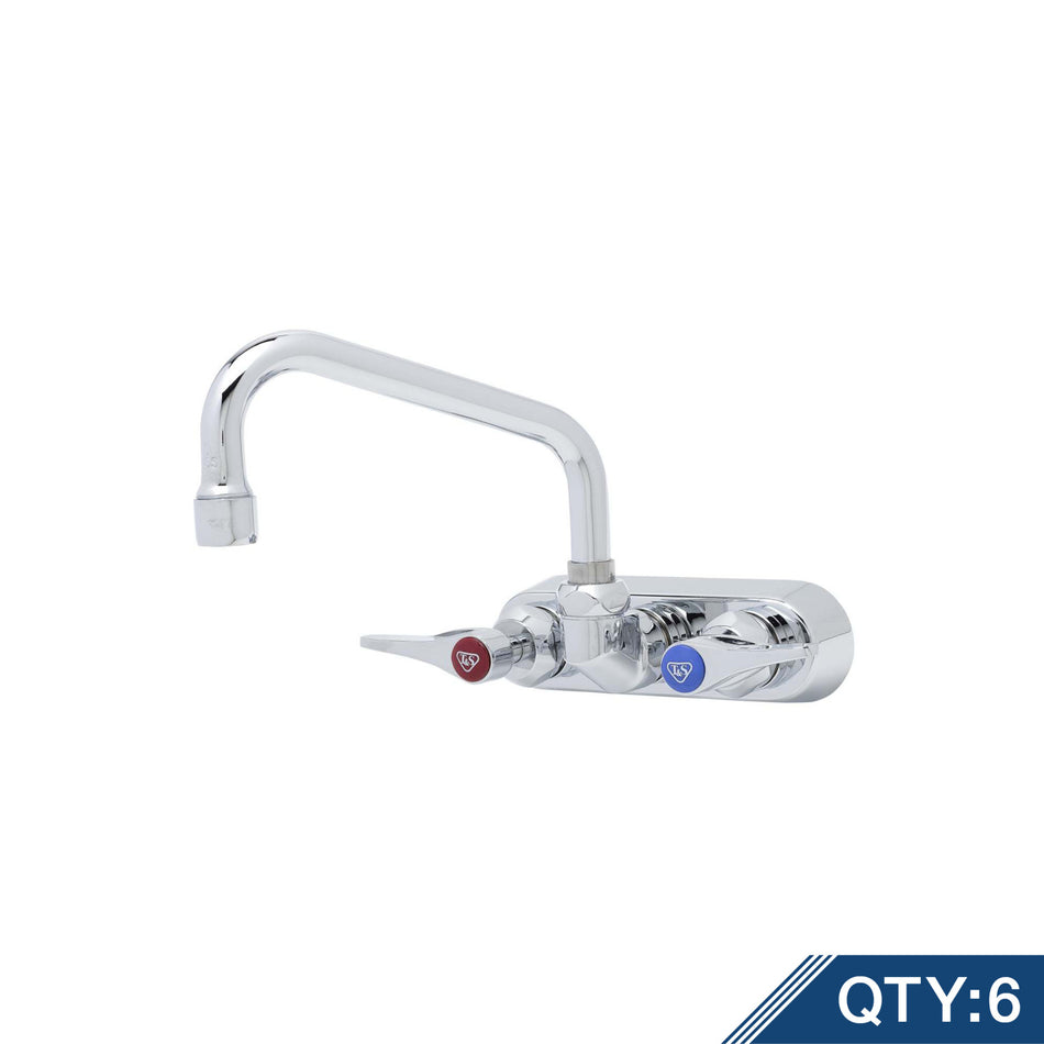 4" Workboard Faucet, Wall Mount, Ceramas, 6" Swing Nozzle, Lever Handles (Qty. 6)