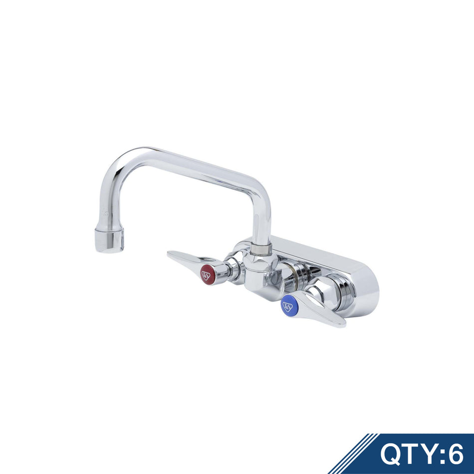 Workboard Faucet, Wall Mount, 4" Centers, 6" Swing Nozzle, Lever Handles (Qty. 6)