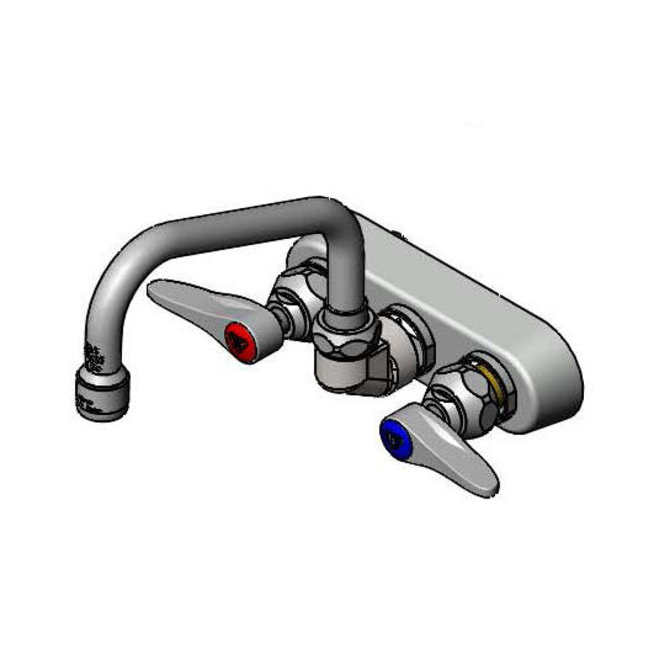 Workboard Faucet, 4" Wall Mount, 6" Swing Nozzle, 1.2GPM Aerator, Lever Handles, XS Shanks