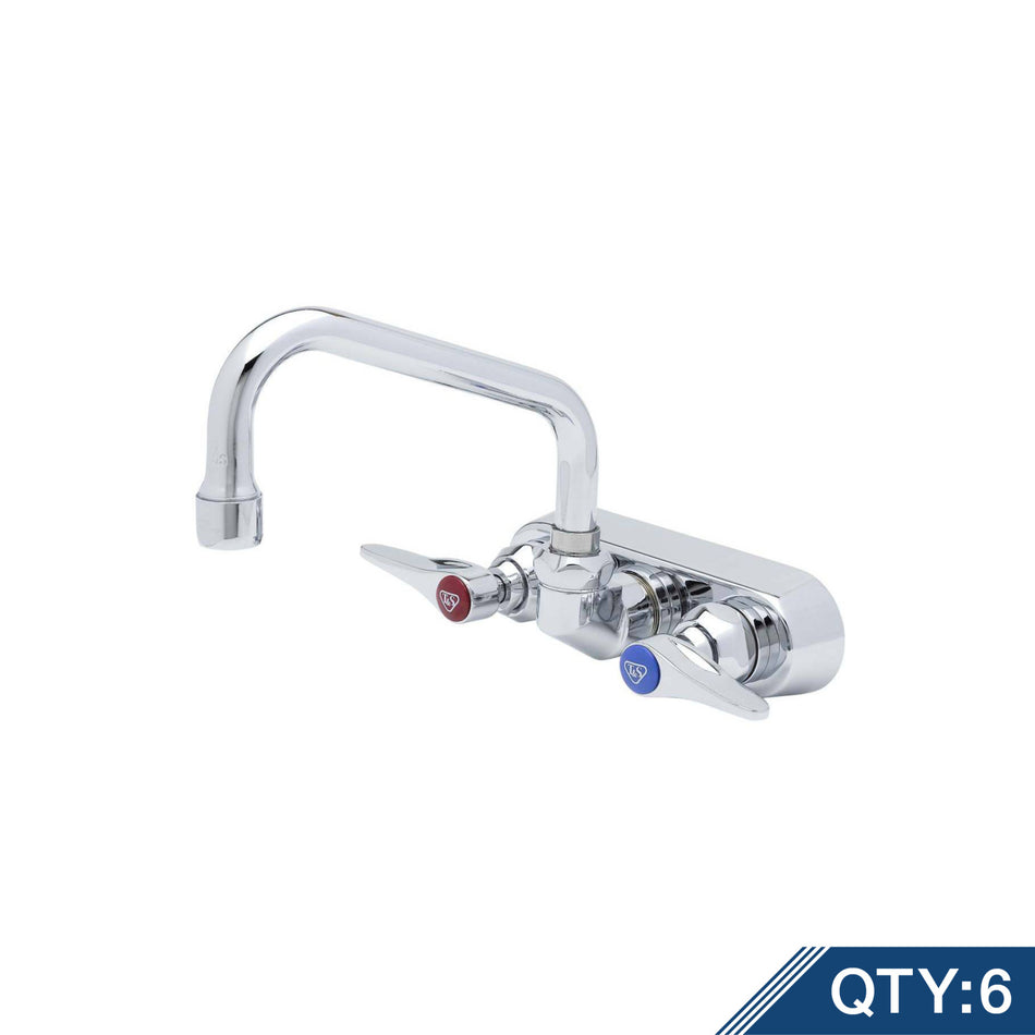 Workboard Faucet, Wall Mount, 4" Centers, 8" Swing Nozzle, Lever Handles (Qty. 6)