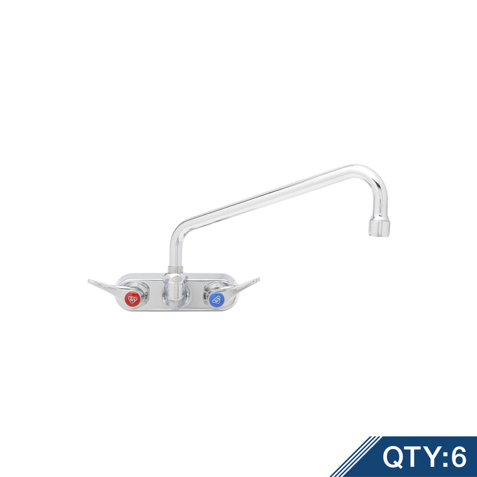 Workboard Faucet, Wall Mount, 4" Centers, 10" Swing Nozzle, Lever Handles (Qty. 6)