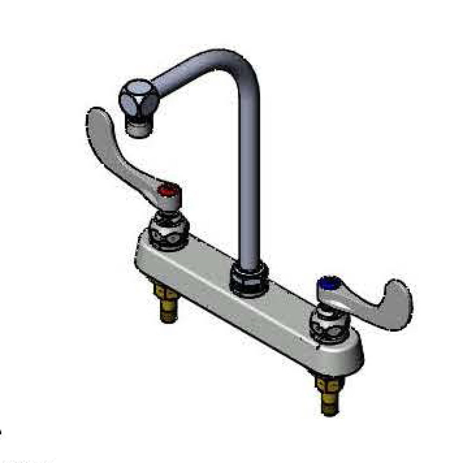 Workboard Faucet, 8" Deck Mount, High-Arc Gooseneck, 4" Wrist Handles, 2.2 GPM Aerator