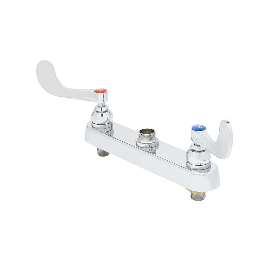 Workboard Faucet, Deck Mount, 8" Centers, 4" Wrist-Action Handles, Less Nozzle