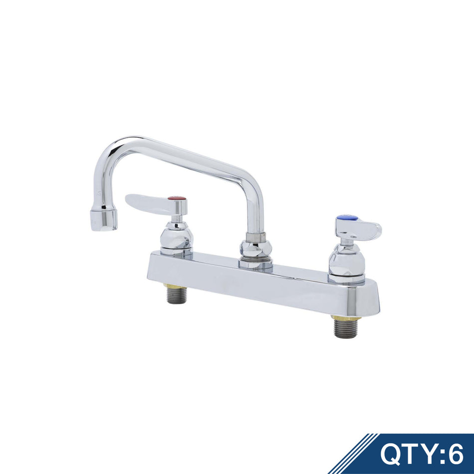 Workboard Faucet, Deck Mount, 8" Centers, 6" Swing Nozzle, Lever Handles (Qty. 6)