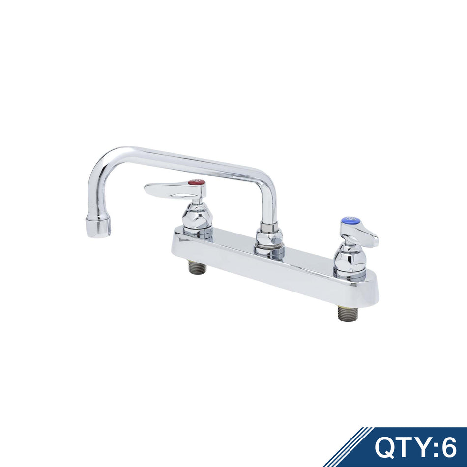 Workboard Faucet, Deck Mount, 8" Centers, 8" Swing Nozzle, Lever Handles (Qty. 6)