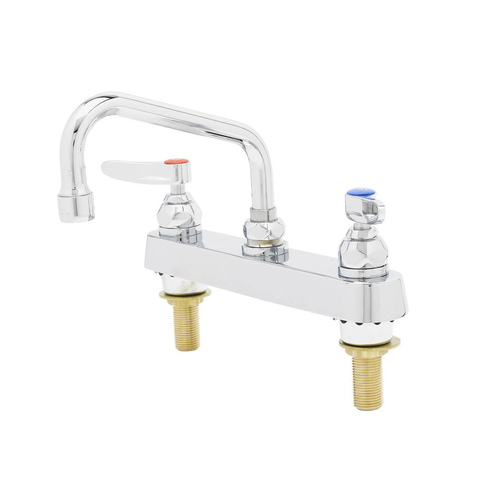 T&S B-1122-XS Deck Mount Faucet - 10" Swing Spout, 8" Centers, For Thicker Surfaces