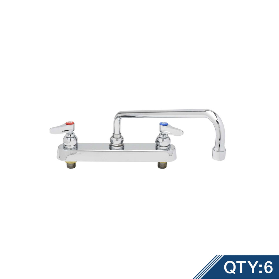 Workboard Faucet, Deck Mount, 8" Centers, 12" Swing Nozzle, Lever Handles (Qty. 6)