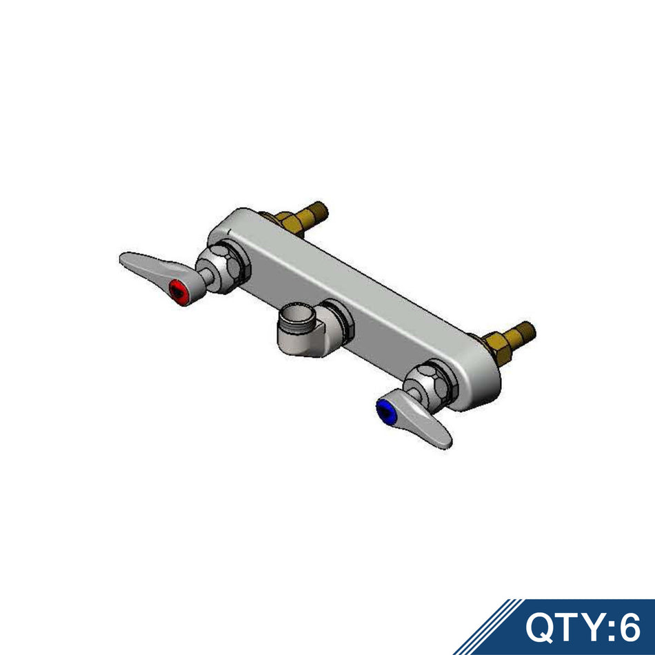 8" Wall Mount Workboard Faucet, Less Nozzle, Cerama, Lever Handles (QTY. 6)