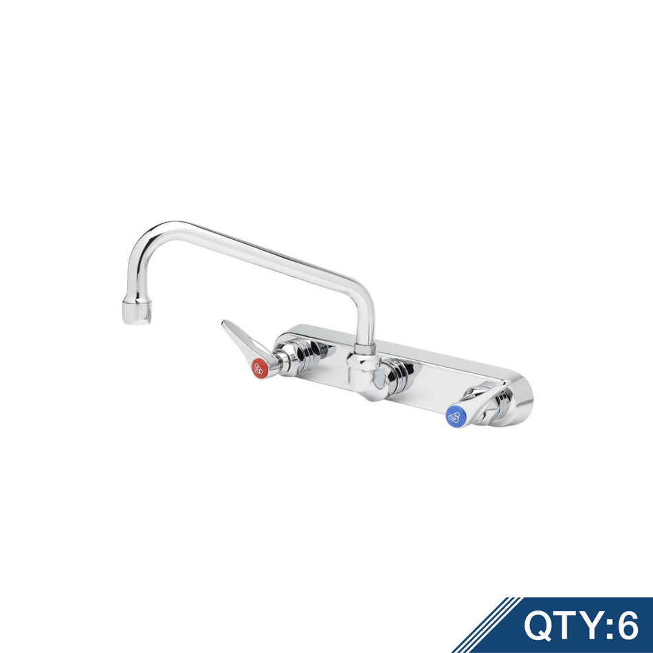 Workboard Faucet, Wall Mount, 8" Centers, 6" Swing Nozzle, Lever Handles (Qty. 6)