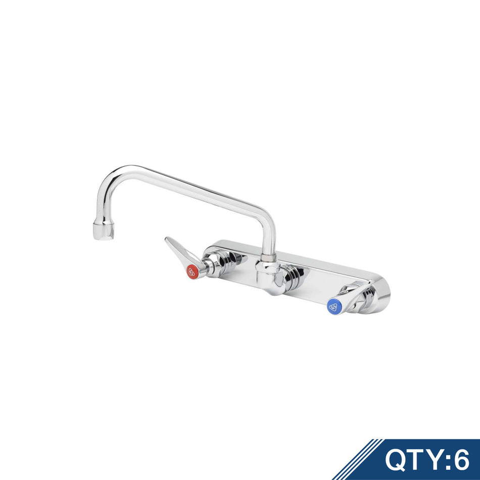 Workboard Faucet, Wall Mount, 8" Centers, 8" Swing Nozzle, Lever Handles (Qty. 6)