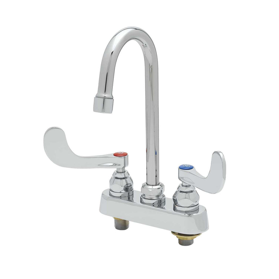 4" Deck Mount Workboard Mixing Faucet, Swivel Gooseneck w/ 2.2 GPM Aerator, 4" Handles