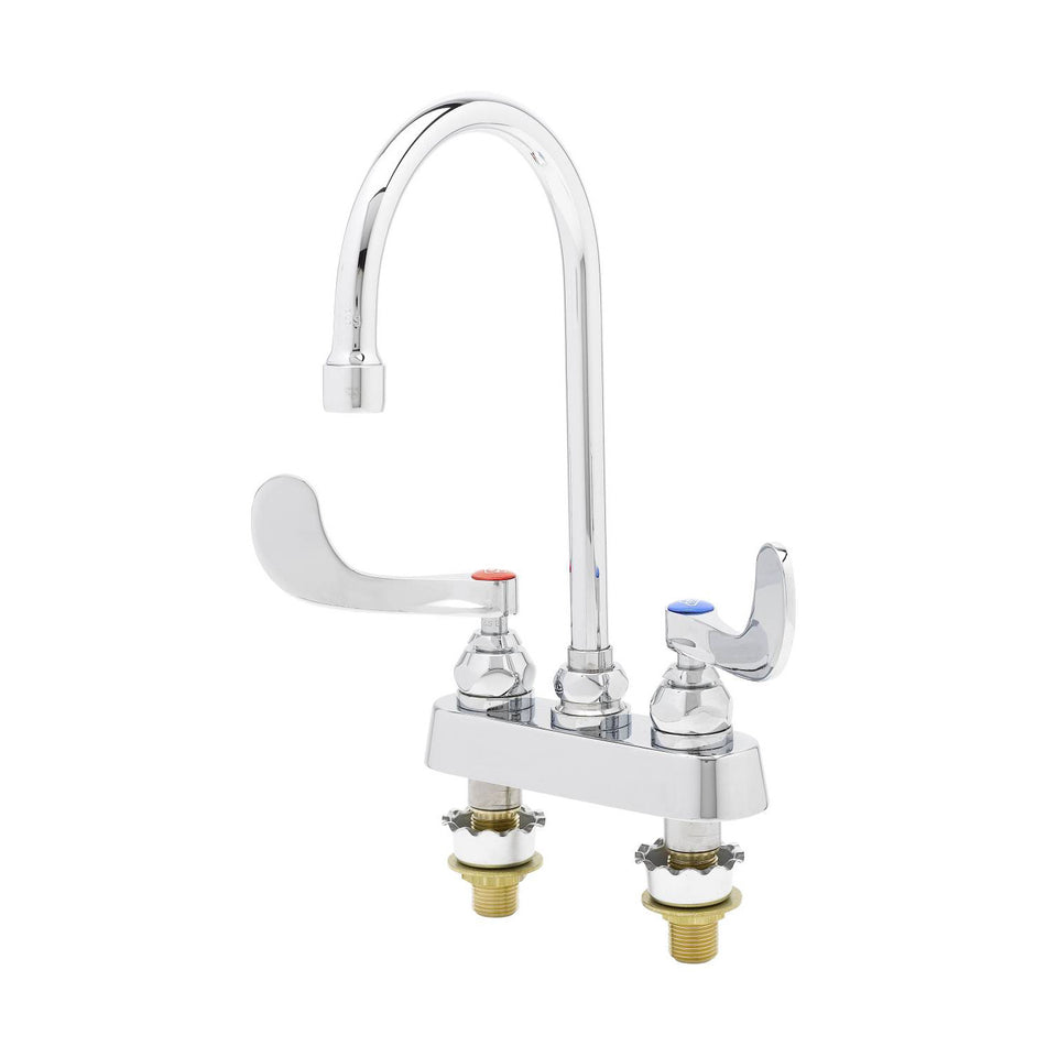 Workboard Faucet, 4" DeckMount, 6" Swivel Gooseneck, 1.2GPM Aerator, 4" Handles, XS Shanks
