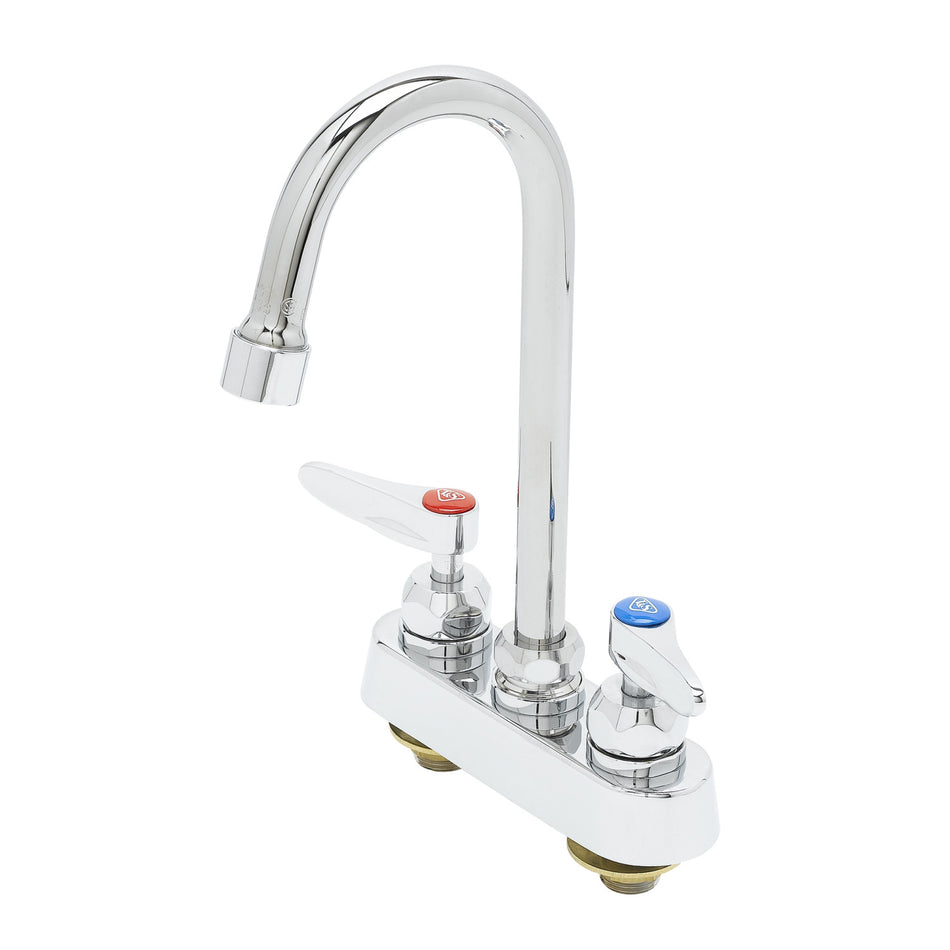 4" Deck Mount Workboard Faucet, Ceramas, Gooseneck, 1.2 GPM VR Aerator, Lever Handles