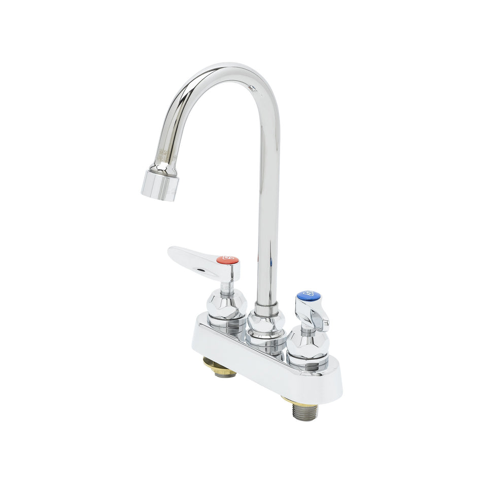 4" Deck Mount Workboard Faucet, Ceramas, Gooseneck, 2.2 GPM VR Aerator, Lever Handles
