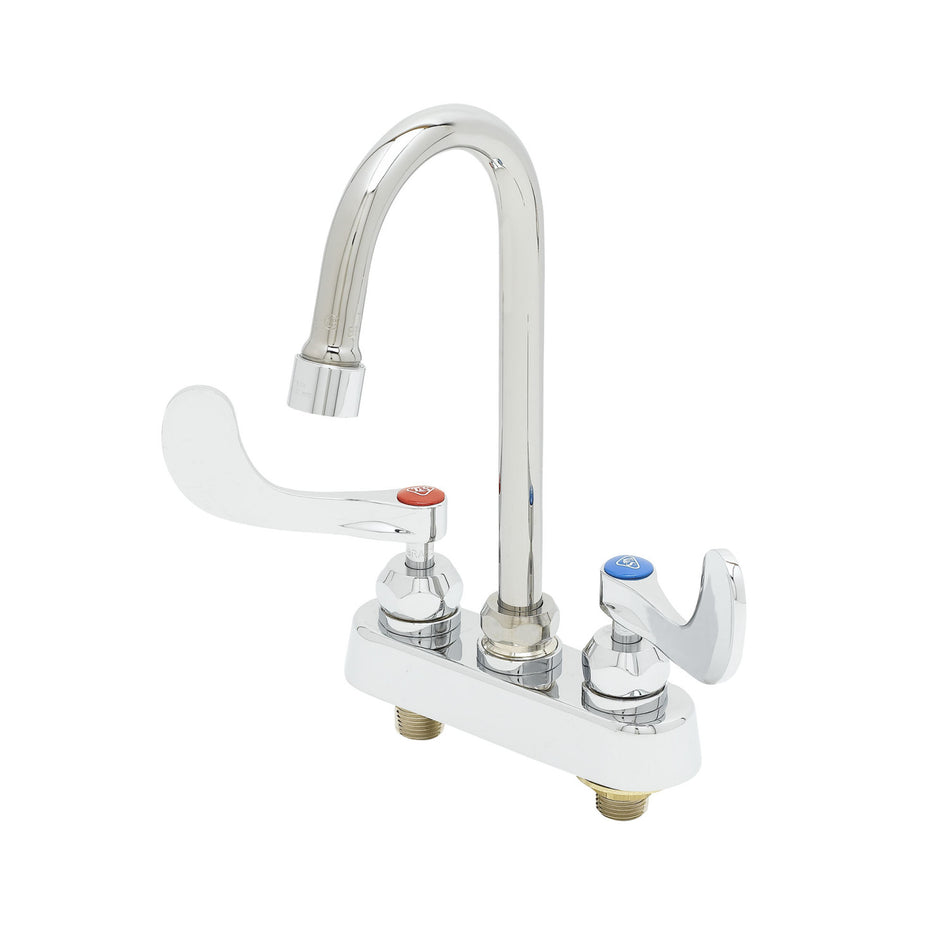 Workboard Faucet, 4" Deck Mount, Ceramas, 4-3/8" Gooseneck, VR 1.5 GPM Laminar, 4" Handles