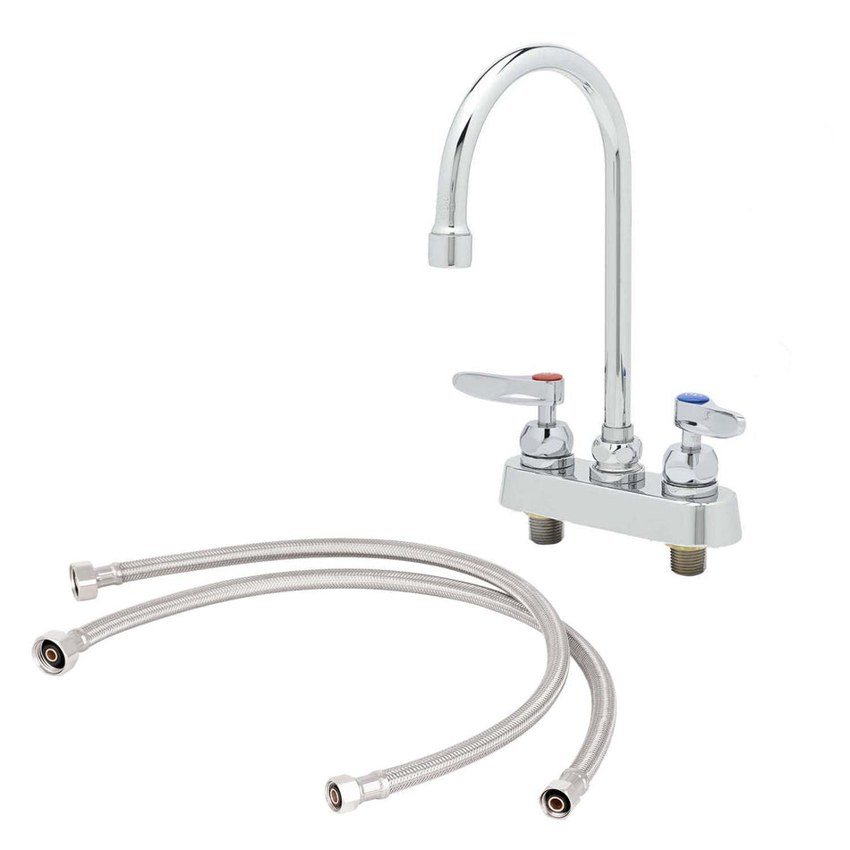 Workboard Faucet, 4" Deck Mount, Ceramas, Swivel Gooseneck, 2.2 GPM Aerator, Lever Handles w/ Inlet Kit