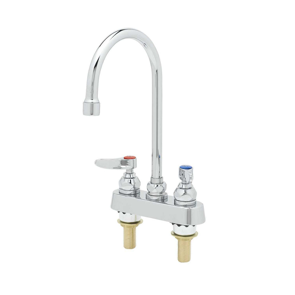 T&S B-1141-XS Deck Mount Faucet - 5 3/4" Swivel Gooseneck Spout, 4" Centers, For Thicker Surfaces