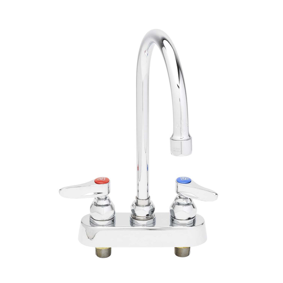T&S B-1141 Deck Mount Faucet - 5 3/4" Swivel Gooseneck Spout, 4" Centers