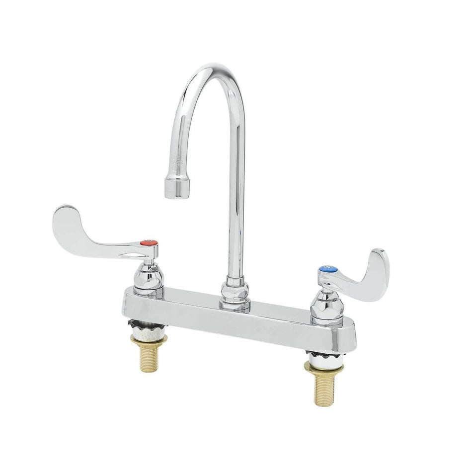 Workboard Faucet, 8" DeckMount, 6" Swivel Gooseneck, 1.2GPM Aerator, 4" Handles, XS Shanks