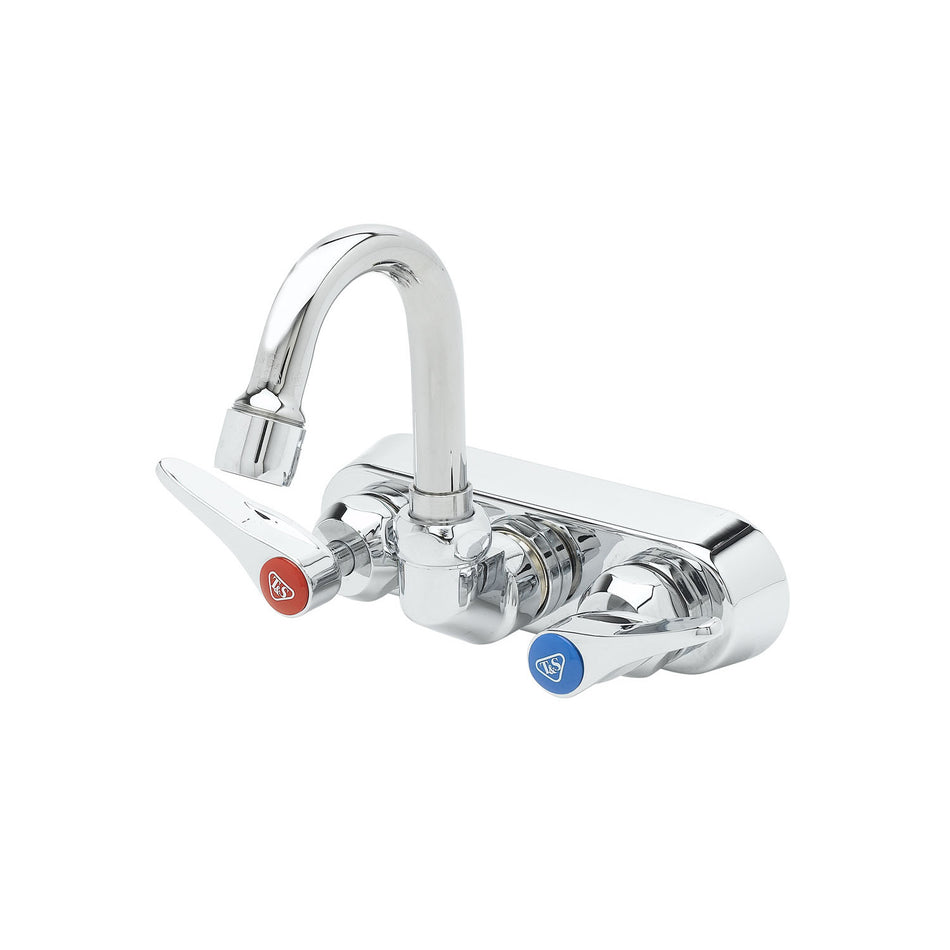 Workboard Faucet, 4" Wall Mount, Ceramas, 131X Swivel Gooseneck, 2.2 GPM, Lever Handles