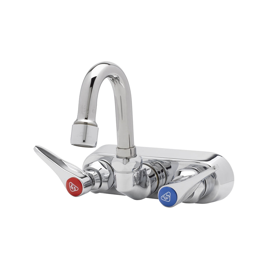 Workboard Faucet, Wall Mount, 4" Centers, 131X Swivel Gooseneck w/ 1.5 GPM Aerator & Lever Handles