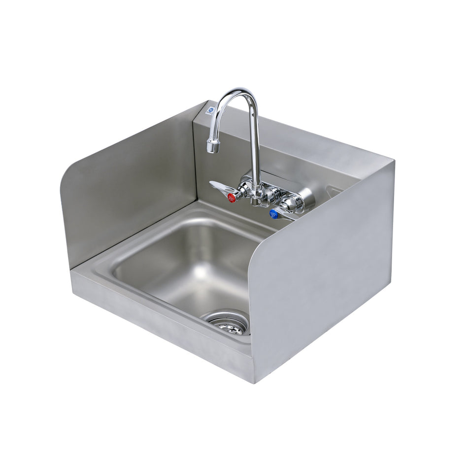 Sink Package: Hand Wash Sink w/ Side Splash Shields & Drain Assembly & B-1146-02A Manual Faucet