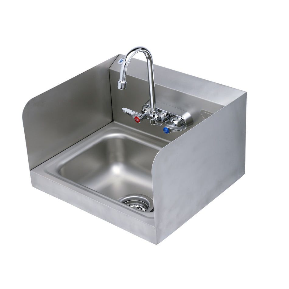 Sink Package: Hand Wash Sink w/ Side Splash Shields & Drain Assembly & B-1146-02A-CR Manual Faucet