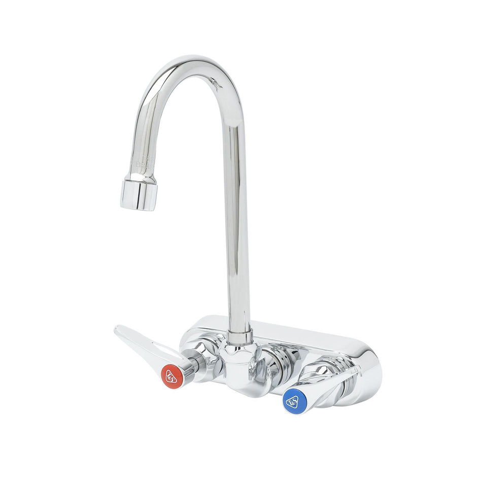 Workboard Faucet, 4" Wall Mount, Ceramas, Lever Handles w/ Anti-Microbial Coating, Swivel Gooseneck & 2.2 GPM Aerator