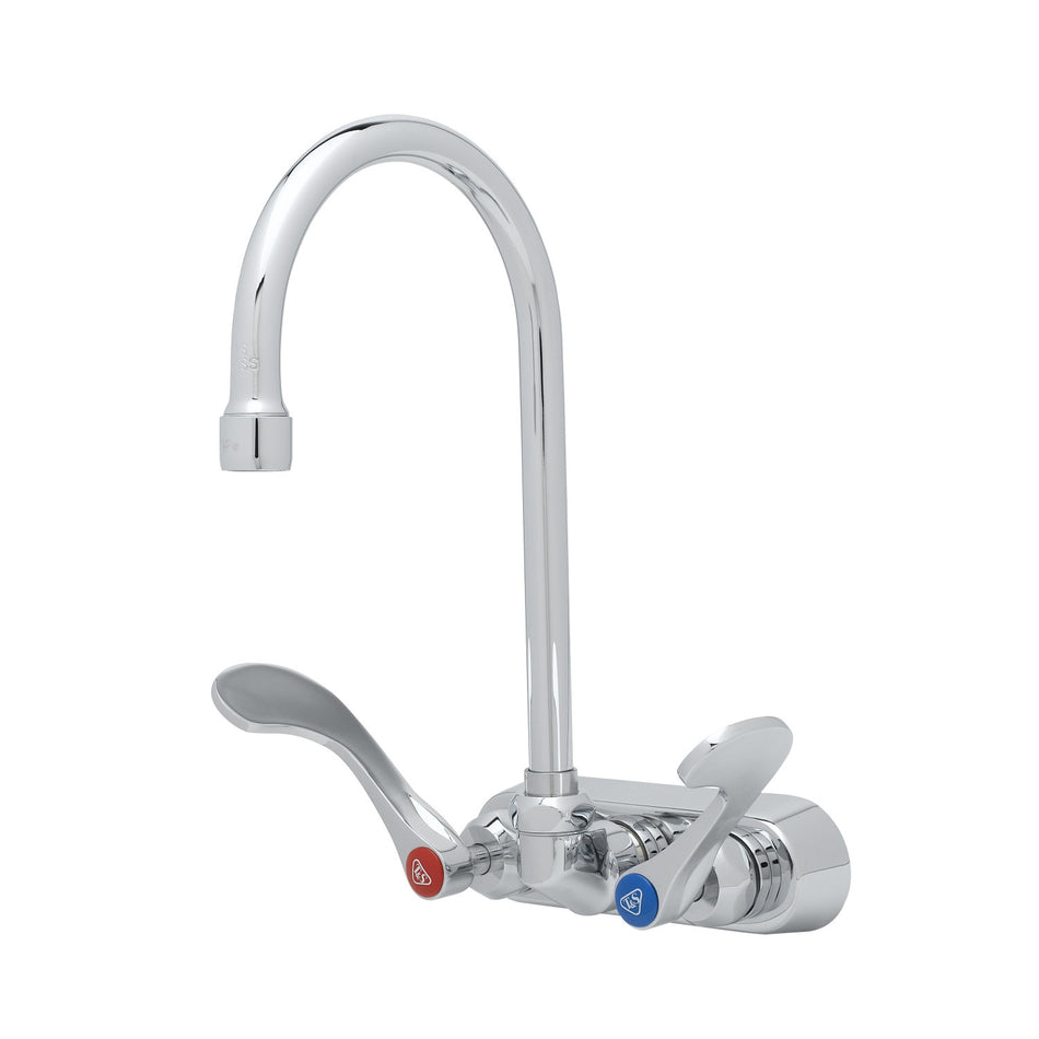 Workboard Faucet, 4" Wall Mount, Cerama Cartridges, 4" Wrist-Action Handles, Swivel Gooseneck with 1.0 GPM VR Aerator