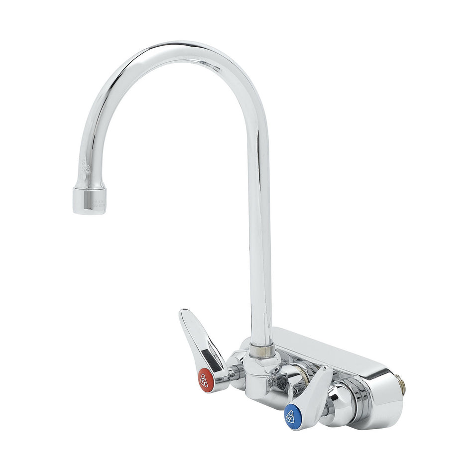 Workboard Faucet, 4" Wall Mount, Ceramas, Swivel Gooseneck, 2.2 GPM Aerator, Lever Handles