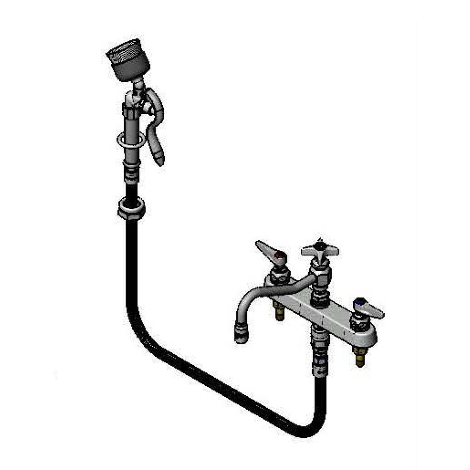 Workboard Faucet, Deck Mount, 8" Centers, 8" Swing Nozzle w/ Diverter, B-0044-H & Spray Valve w/ Brush & VB
